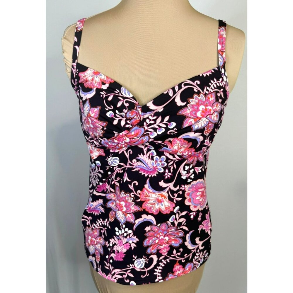 Lands' End Women's Floral Print Tankini Top Swimsuit Size 8